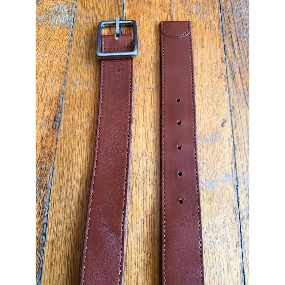 Reversible Blue Striped Cotton Italian Leather Belt Womens sz 30 (runs small)